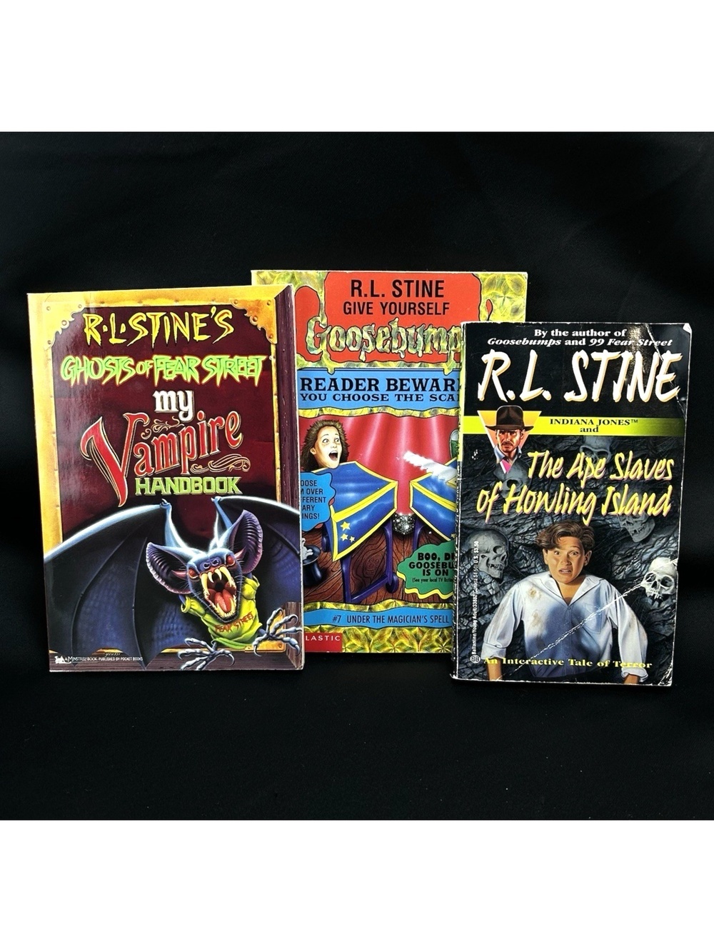 RL Stine Lot Ape Slaves of Howling Island + Reader Beware #7 + Vampire Handbook